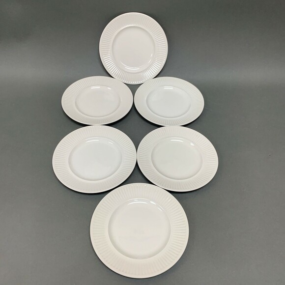 Johnson Brothers Athena Bread and Butter Plates Ivory Ribbed Border Lot of 6 - Picture 1 of 11